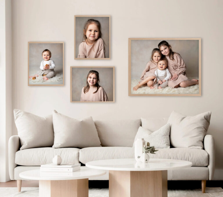 syskonfotografering tavelvägg